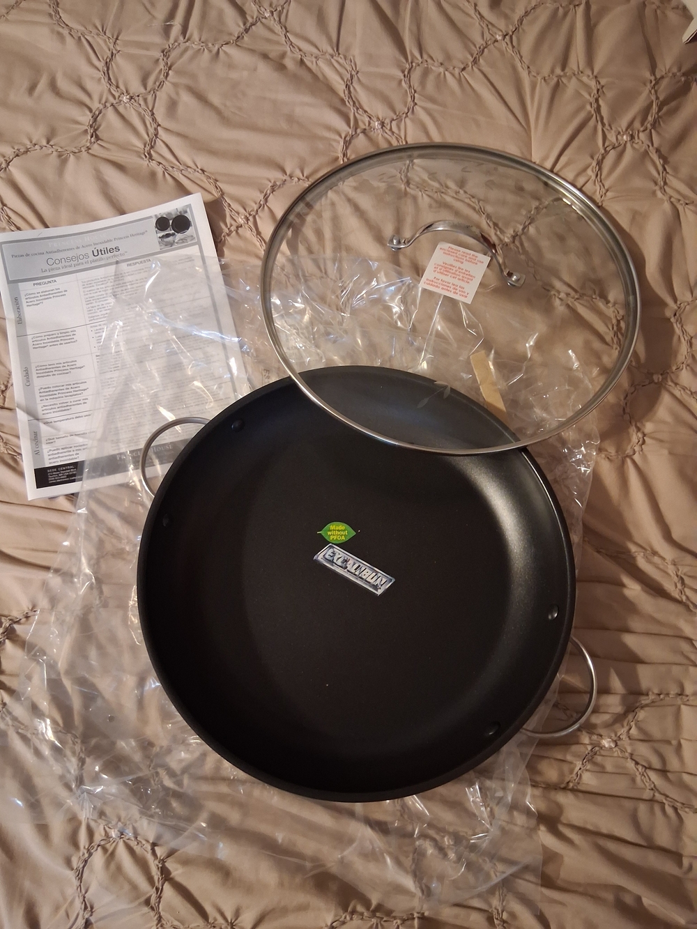 Princess House 14" Nonstick Casserole with Glass Lid - Black